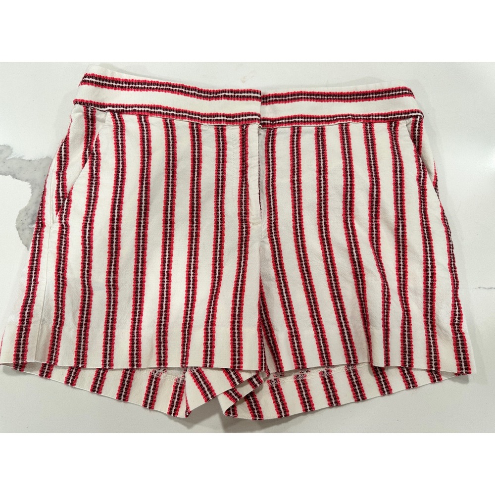 Loft Womens Red White Striped Textured Cotton Blend Shorts Size 2